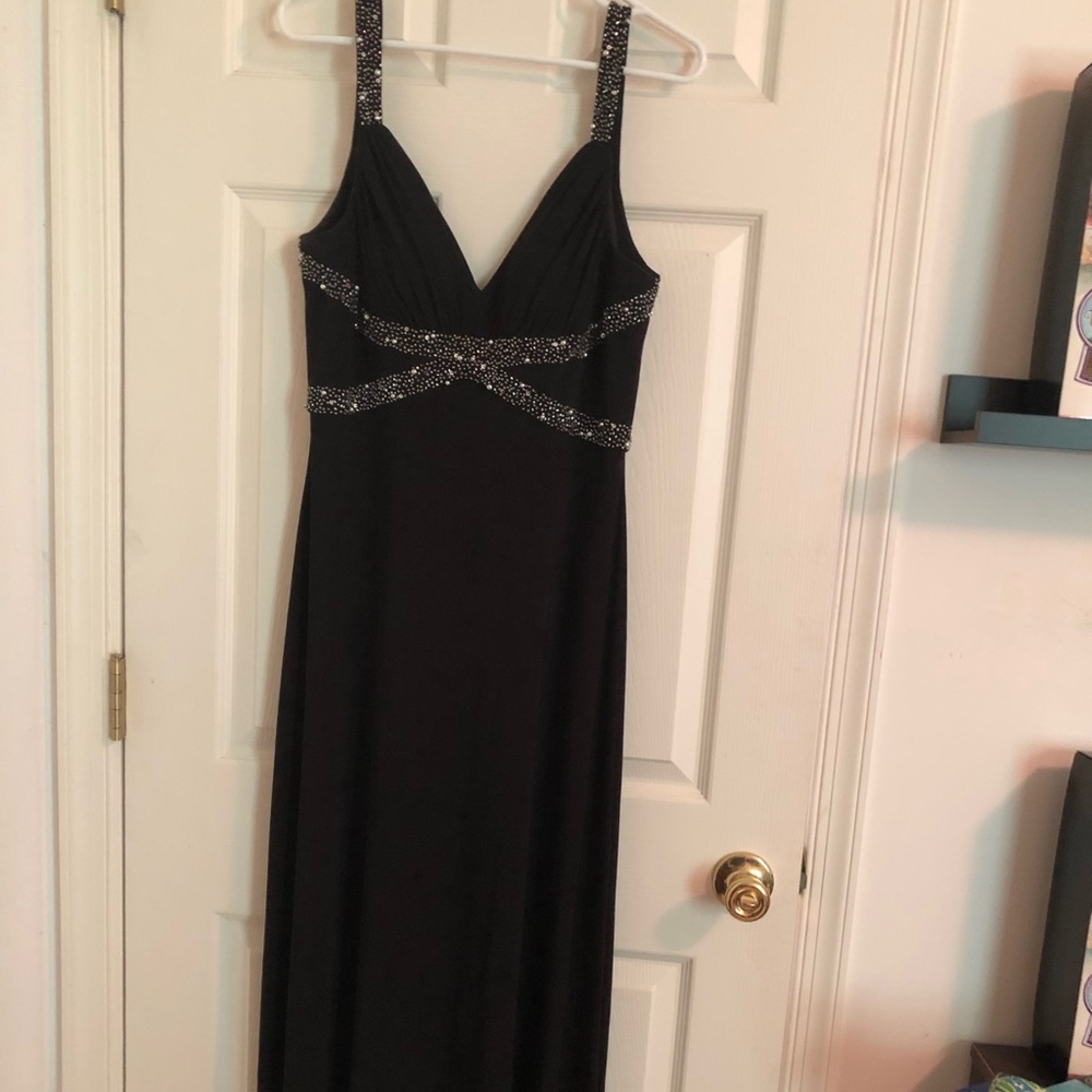 Black formal dress with beading
